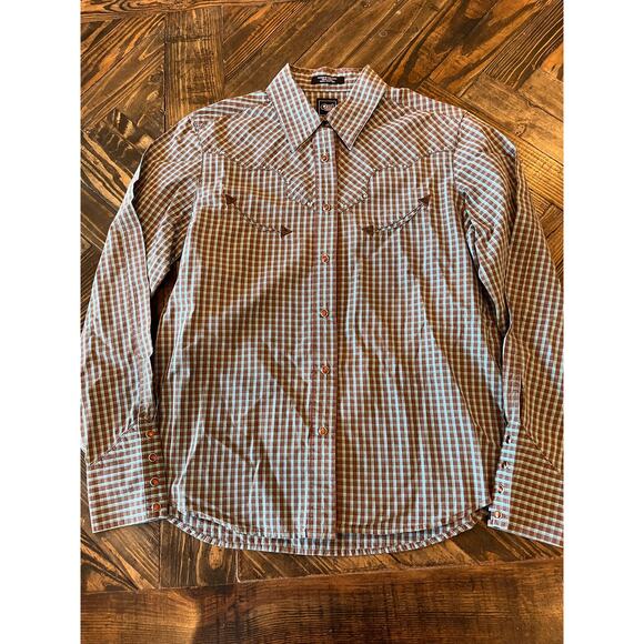 Cruel Retro Denim Festival Western Cowgirl Pearl Snap Shirt Women Medium Aztec - Picture 2 of 13